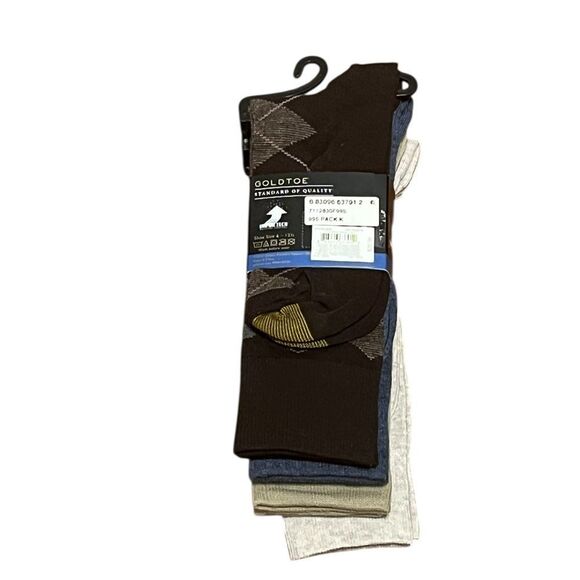 Gold Toe Argyle Dress Socks, 4 Pairs, Neutral Tones, Size M/L, NWT - Picture 3 of 9